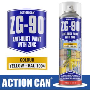 ANTI RUST SPRAY ZG-90 YELLOW 500ML COLD ZINC GALVANISING RAPID DRY