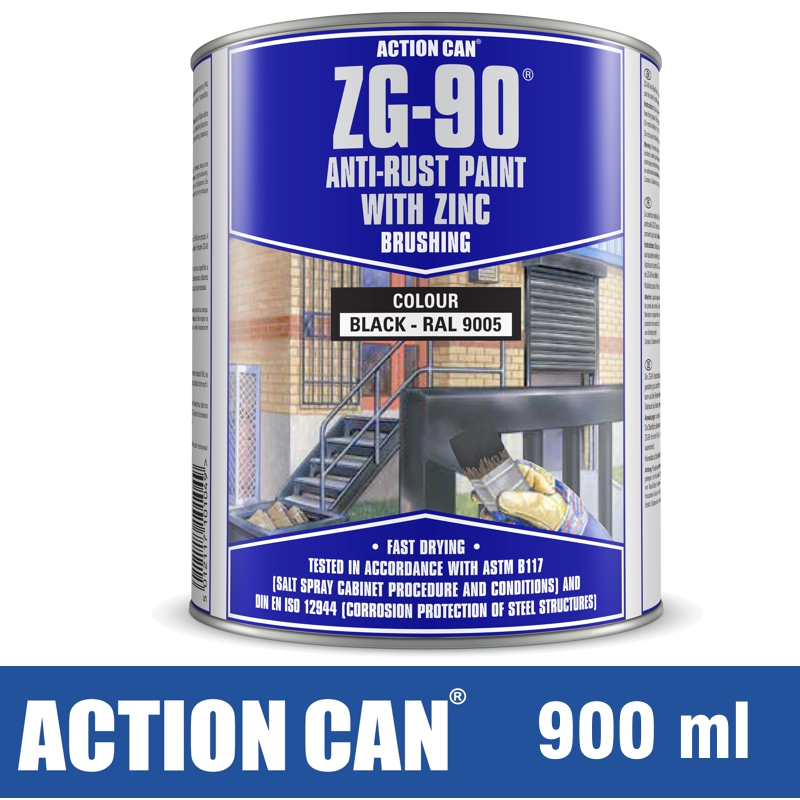 ANTI RUST PAINT ZG-90 BLACK 900ML COLD ZINC GALVANISING RAPID DRY ANTI RUST PAINT ZG-90 BLACK 900ML COLD ZINC GALVANISING RAPID DRY