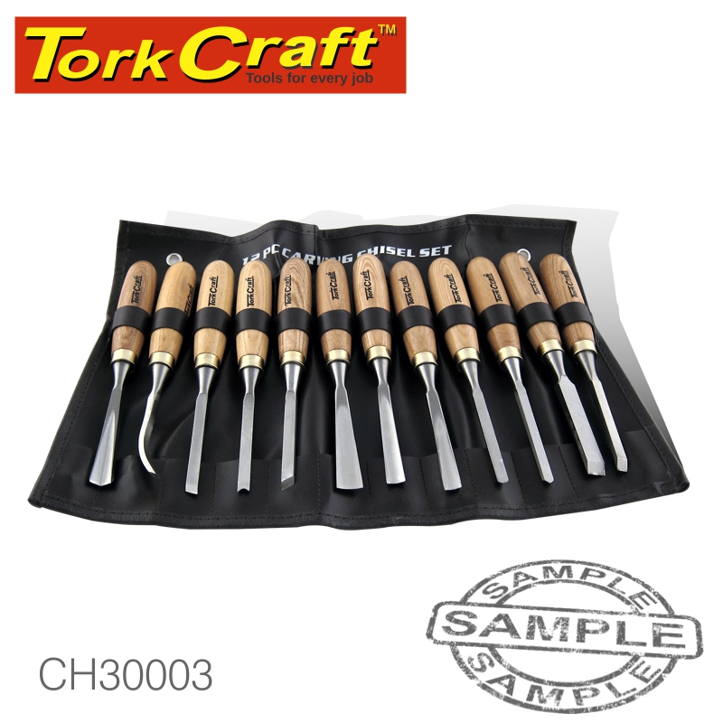 CHISEL SET WOOD CARVING 12PIECE IN LEATHER POUCH CHISEL SET WOOD CARVING 12PIECE IN LEATHER POUCH