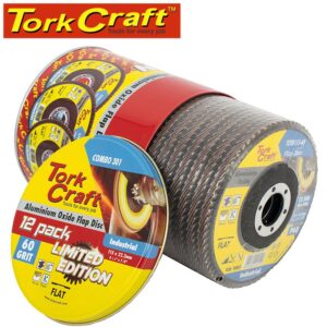 FLAP DISC ALU. OXIDE 115MM 60 GRIT FLAT 12PC METAL TIN