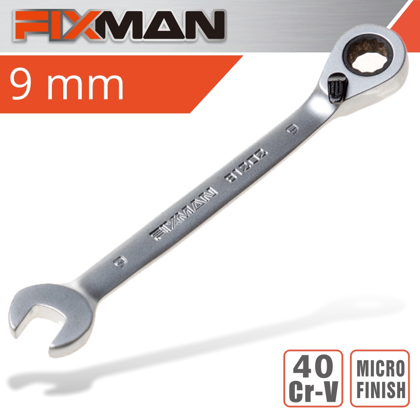 FIXMAN REVERSIBLE COMBINATION RATCHETING WRENCH 9MM FIXMAN REVERSIBLE COMBINATION RATCHETING WRENCH 9MM