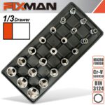 FIXMAN TRAY 21 PIECE 1/2' DRIVE SOCKETS