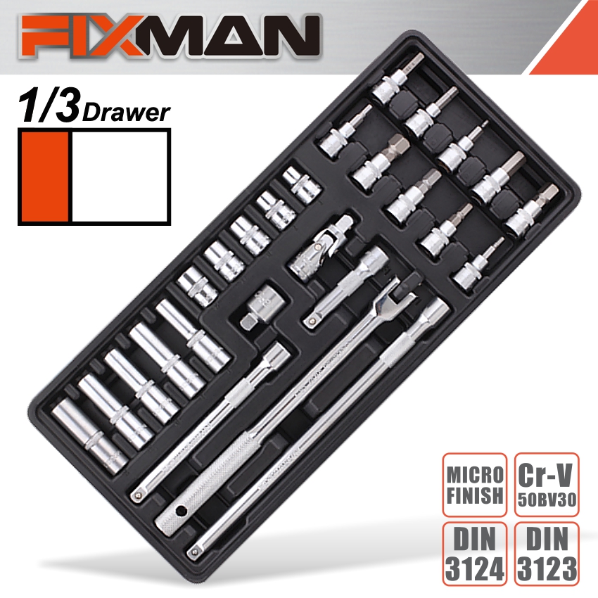 FIXMAN 26-PC 3/8' DR.SOCKETS & ACCESSORIES FIXMAN 26-PC 3/8' DR.SOCKETS & ACCESSORIES