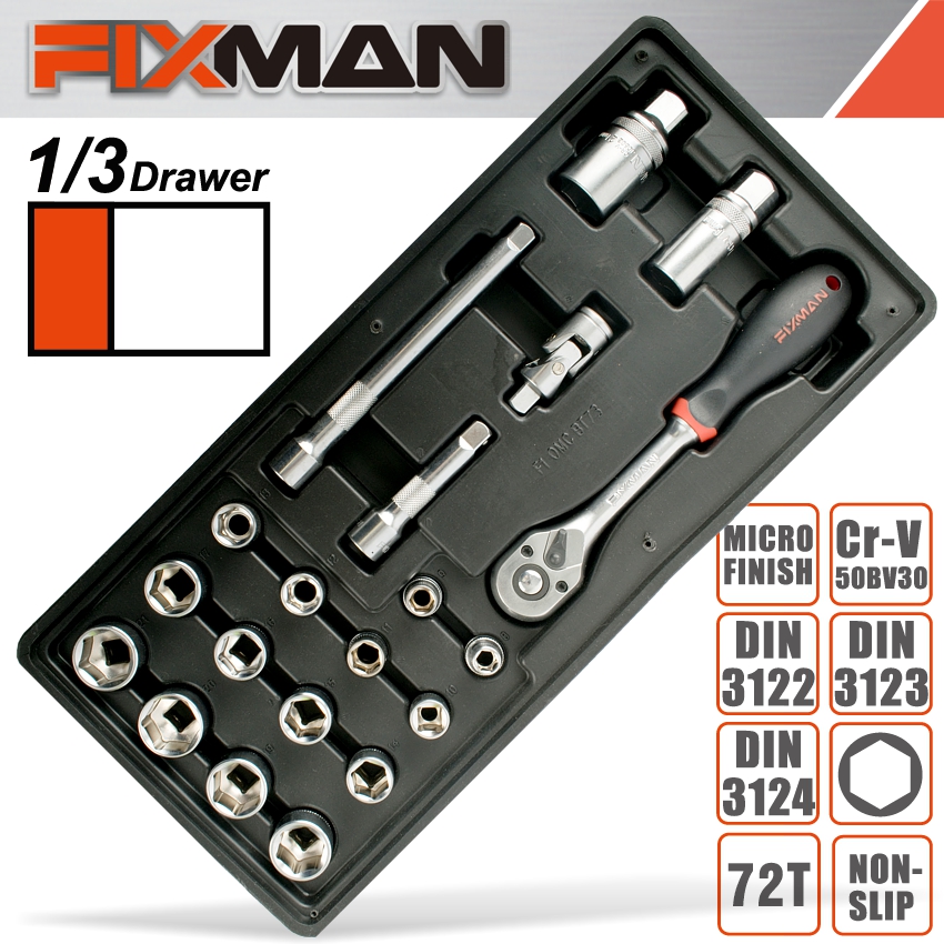 FIXMAN 20-PC 3/8' DR.SOCKETS & ACCESSORIES FIXMAN 20-PC 3/8' DR.SOCKETS & ACCESSORIES