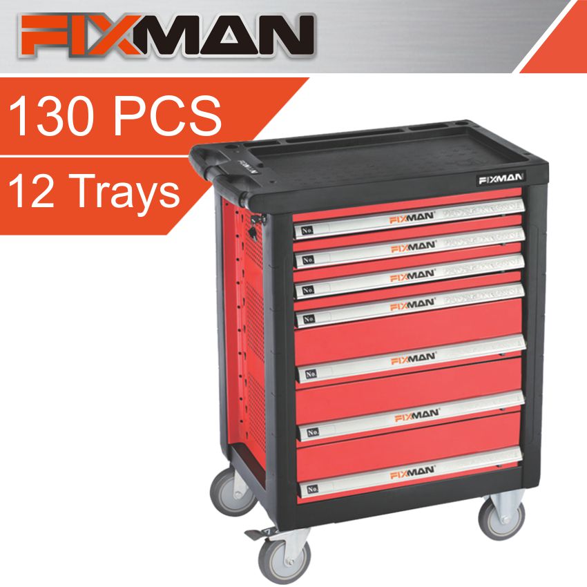 FIXMAN 7 DRAWER IND. ROLLER CABINET ON CASTORS WITH 130PC OF STOCK FIXMAN 7 DRAWER IND. ROLLER CABINET ON CASTORS WITH 130PC OF STOCK