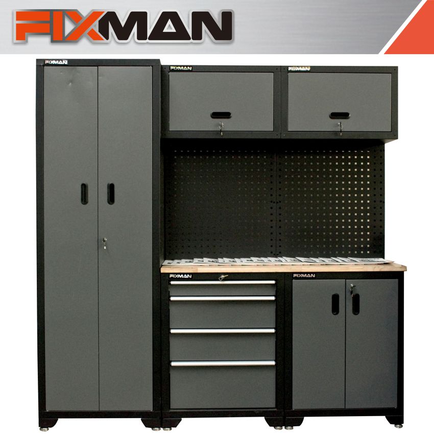 FIXMAN GARAGE STORAGE UNIT 1980 X 2000 X 457MM 5PC CABINET / PANEL BOA FIXMAN GARAGE STORAGE UNIT 1980 X 2000 X 457MM 5PC CABINET / PANEL BOA