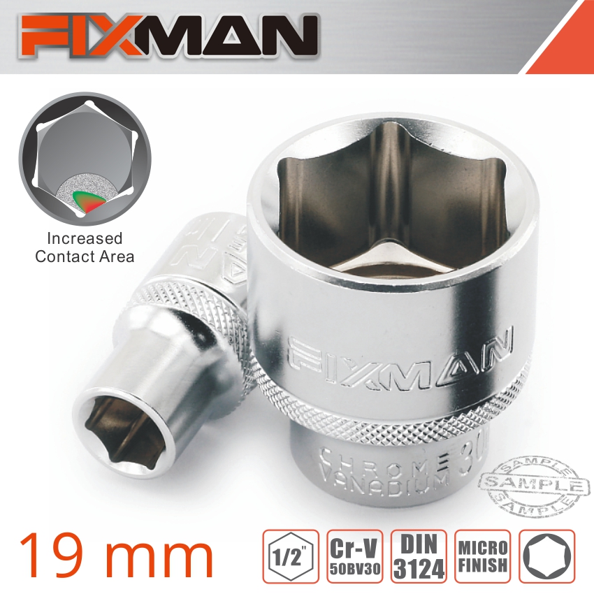 FIXMAN 1/2' DRIVE HEX SOCKET 19MM X 25.8MM FIXMAN 1/2' DRIVE HEX SOCKET 19MM X 25.8MM