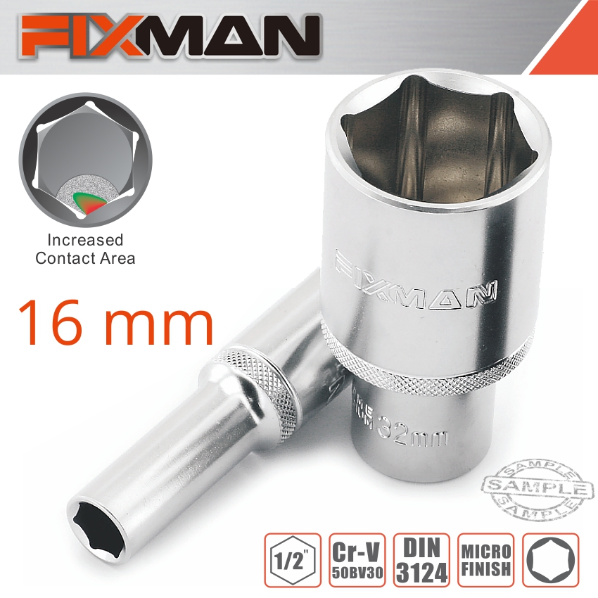 FIXMAN 1/2' DR DEEP SOCKET 16MM FIXMAN 1/2' DR DEEP SOCKET 16MM