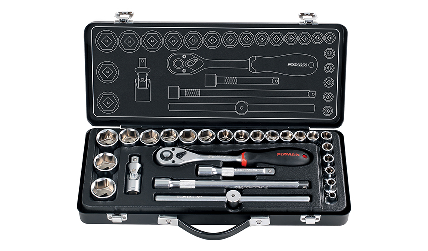 FIXMAN 26 PIECE SOCKET SET 1/2' 8 - 25 27 30 &32MM FIXMAN 26 PIECE SOCKET SET 1/2' 8 - 25 27 30 &32MM