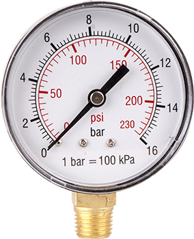 PRESSURE GAUGE 0-16BAR 1/4LOWER63MM PRESSURE GAUGE 0-16BAR 1/4LOWER63MM