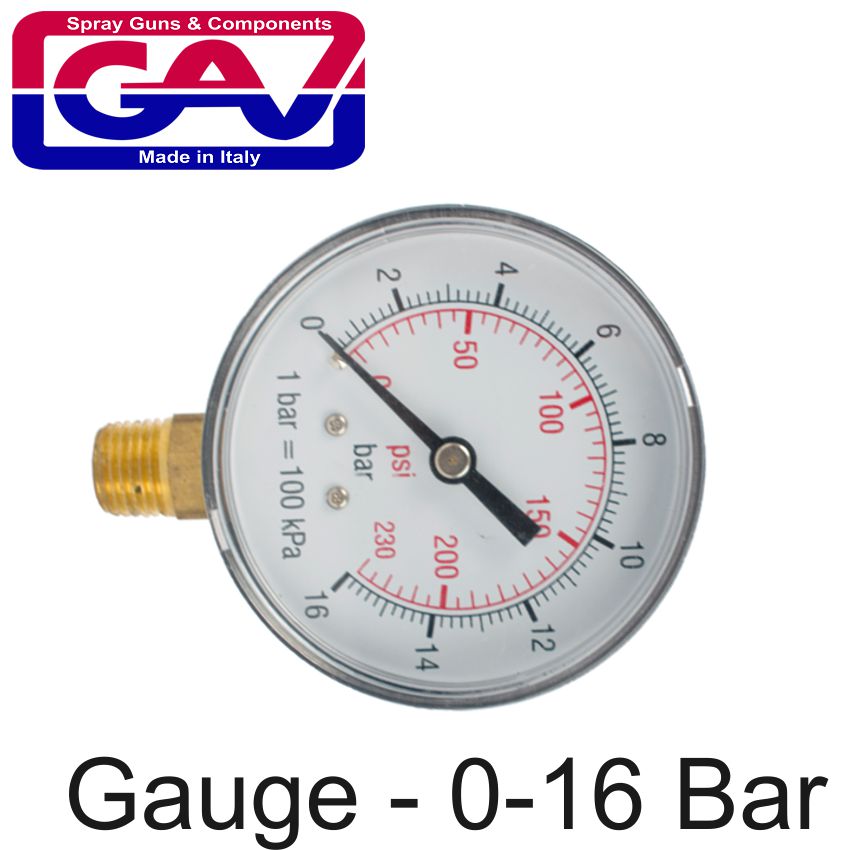PRESSURE GAUGE 0-16BAR 1/4LOWER63MM PACKAGED PRESSURE GAUGE 0-16BAR 1/4LOWER63MM PACKAGED