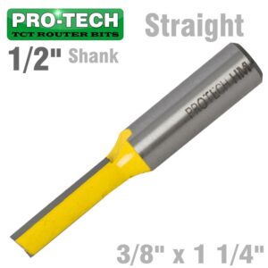 STRAIGHT BIT 3/8'(9.5MM) X 1 1/4'(31.8MM) CUT 2 FLUTE WITH BOTTOM CUT