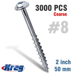 KREG POCKET HOLE SCREWS 2' #8 COARSE WASHER HEAD 3000CT