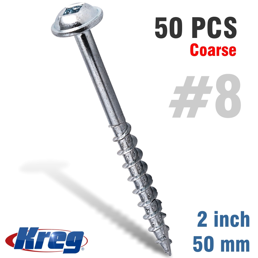 KREG POCKET HOLE SCREWS 2' #8 COARSE WASHER HEAD 50CT KREG POCKET HOLE SCREWS 2' #8 COARSE WASHER HEAD 50CT
