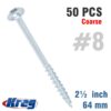KREG ZINC POCKET HOLE SCREWS 64MM 2.50' #8 COARSE THREAD MX LOC 50CT