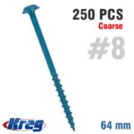 KREG BLUE KOTE POCKET HOLE SCREWS 64MM 2.50' #8 COARSE THREAD MX LOC 2