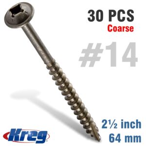 KREG POCKET HOLE SCREWS 2-1/2' #8 COARSE WASHER HEAD 30CT HD