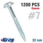 KREG ZINC POCKET HOLE SCREWS 32MM 1.25' #7 FINE THREAD MX LOC 1200CT