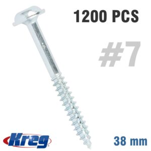 KREG POCKET HOLE SCREWS 1-1/2' #7 FINE WASHER HEAD 1200CT