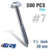 KREG POCKET HOLE SCREWS 1-1/2' #7 FINE WASHER HEAD 500CT