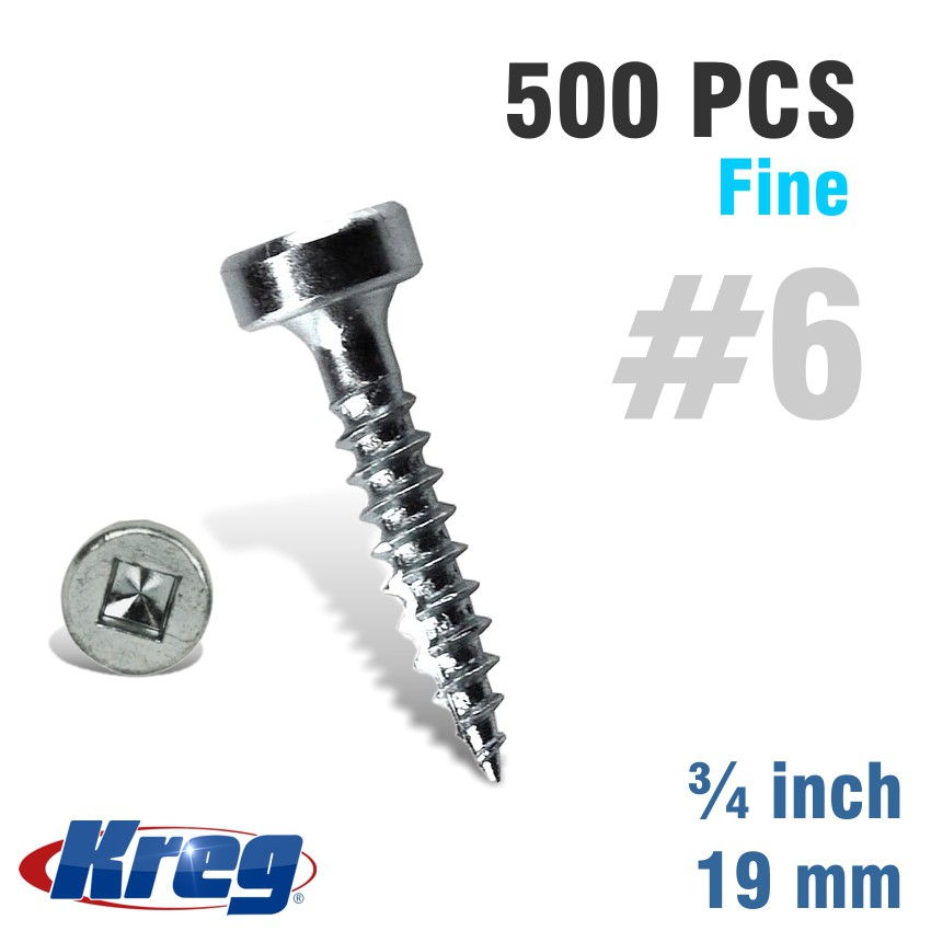 KREG POCKET HOLE SCREWS 75' #6 FINE PAN HEAD 500CT KREG POCKET HOLE SCREWS 75' #6 FINE PAN HEAD 500CT