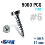 KREG POCKET HOLE SCREWS 75' #6 FINE PAN HEAD 5000CT