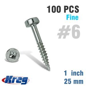 KREG POCKET SCREWS 1' #6 FINE PAN HEAD 100CT