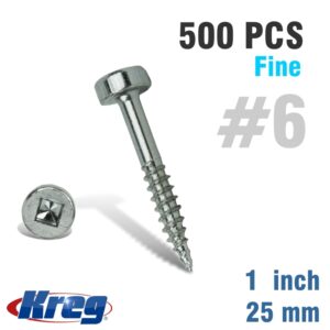 KREG POCKET SCREWS 1' #6 FINE PAN HEAD 500CT
