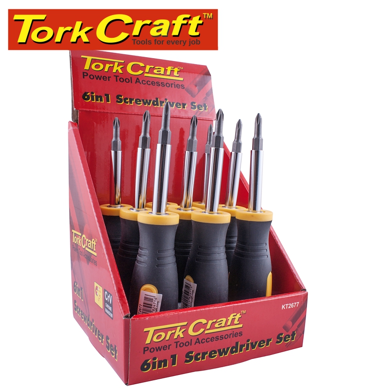 SCREWDRIVER 6 IN 1 CRV BITS PER BOX OF 9 SCREWDRIVER 6 IN 1 CRV BITS PER BOX OF 9