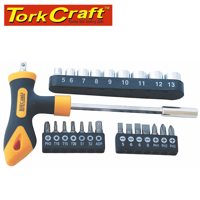 SCREWDRIVER BIT & SOCKET SET 24 PC T BAR SCREWDRIVER BIT & SOCKET SET 24 PC T BAR