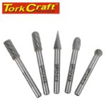 ROTARY BURR SET 5 PC ASSTD 8MM DIA TUNGSTEN