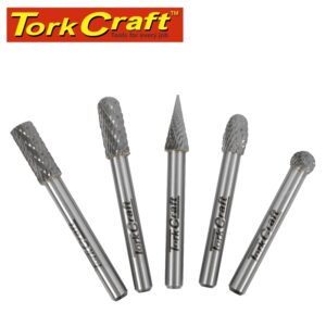 ROTARY BURR SET 5 PC ASSTD 8MM DIA TUNGSTEN
