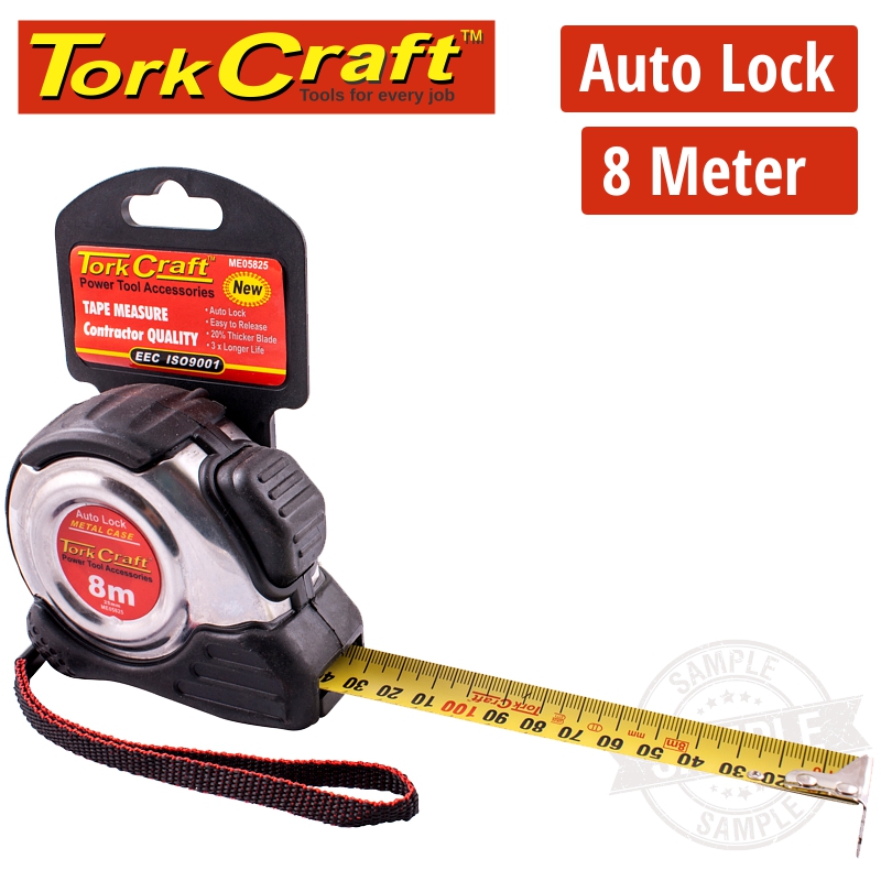 MEASURING TAPE SELF LOCK 8M X 25MM S/S & RUBBER CASING MATT FINISH MEASURING TAPE SELF LOCK 8M X 25MM S/S & RUBBER CASING MATT FINISH