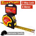 MEASURING TAPE  MULTI LOCK 8M X 25MM RUBBER CASING MATT FINISH