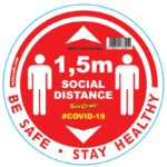 RED 1.5M DBL ARROW FILLED - 400MM ROUND SOCIAL DISTANCING GRAPHIC