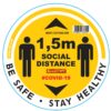 YELLOW 1.5M DBL ARROW FILLED - 300MM ROUND SOCIAL DISTANCING GRAPHIC