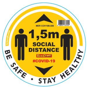 YELLOW 1.5M DBL ARROW FILLED - 300MM ROUND SOCIAL DISTANCING GRAPHIC