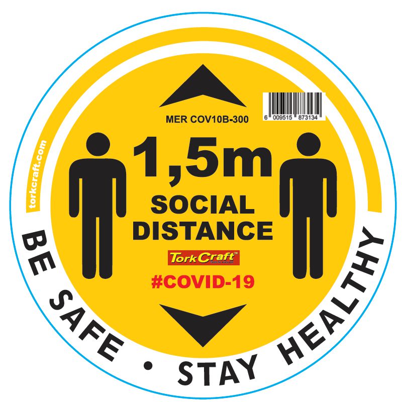 YELLOW 1.5M DBL ARROW FILLED - 300MM ROUND SOCIAL DISTANCING GRAPHIC YELLOW 1.5M DBL ARROW FILLED - 300MM ROUND SOCIAL DISTANCING GRAPHIC