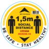 YELLOW 1.5M DBL ARROW FILLED - 400MM ROUND SOCIAL DISTANCING GRAPHIC
