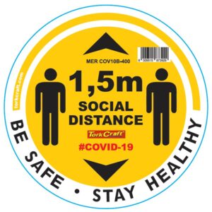 YELLOW 1.5M DBL ARROW FILLED - 400MM ROUND SOCIAL DISTANCING GRAPHIC