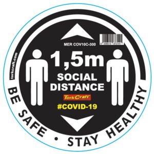 BLACK 1.5M DBL ARROW FILLED - 300MM ROUND SOCIAL DISTANCING GRAPHIC