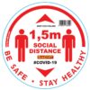 WHITE 1.5M DBL ARROW FILLED - 300MM ROUND SOCIAL DISTANCING GRAPHIC