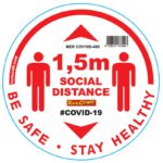 WHITE 1.5M DBL ARROW FILLED - 400MM ROUND SOCIAL DISTANCING GRAPHIC