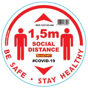 WHITE 1.5M DBL ARROW FILLED - 400MM ROUND SOCIAL DISTANCING GRAPHIC