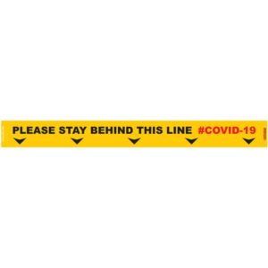 YELLOW STAY BEHIND LINE - 800MM X 80MM SOCIAL DISTANCING STRIPS