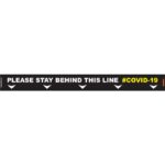 BLACK  STAY BEHIND LINE - 800MM X 80MM SOCIAL DISTANCING STRIPS