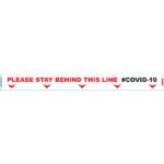 WHITE  STAY BEHIND LINE - 800MM X 80MM SOCIAL DISTANCING STRIPS