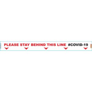 WHITE  STAY BEHIND LINE - 800MM X 80MM SOCIAL DISTANCING STRIPS