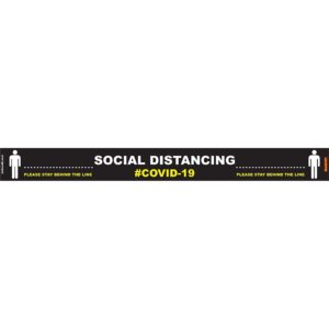 BLACK BEHIND LINE - 800MM X 80MM SOCIAL DISTANCING STRIPS