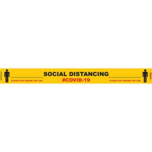 YELLOW BEHIND LINE - 800MM X 80MM SOCIAL DISTANCING STRIPS